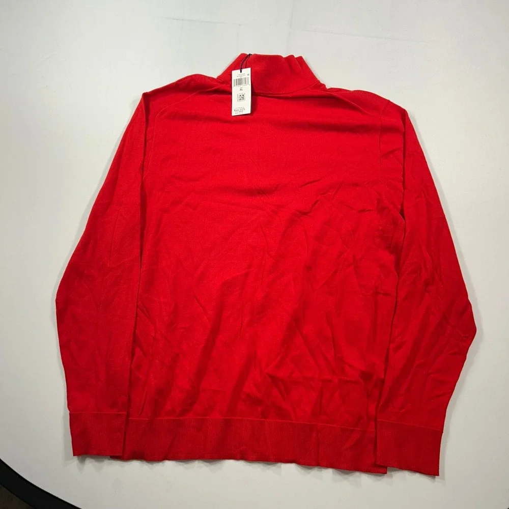 Polo‎ Ralph Lauren Luxury Jersey Sweater Mens XL Red 1/4 Zip Pullover $228 NEW